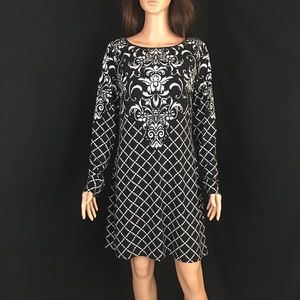 WHBM Long Sleeve Scoop Neck Shift Dress